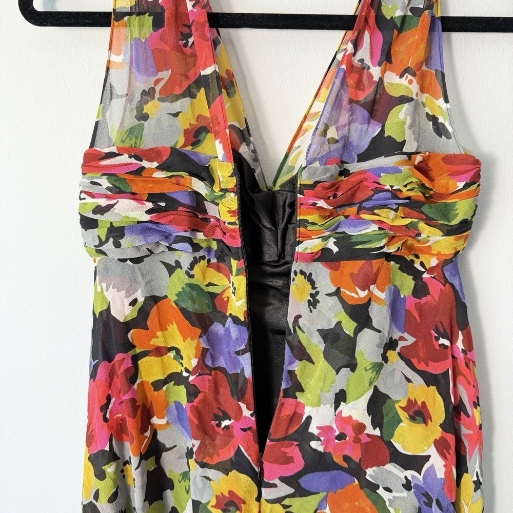 Donna Ricco Babydoll Dress Silk Y2K Floral Summer Tropical Resort Vacation Sz 4 - Picture 4 of 7